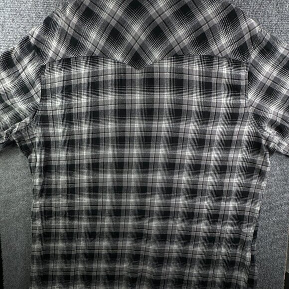 Wrangler Pearl Snap Flannel Shirt Long Sleeve Black Plaid 2XT Tall Cotton Adult - Picture 13 of 13